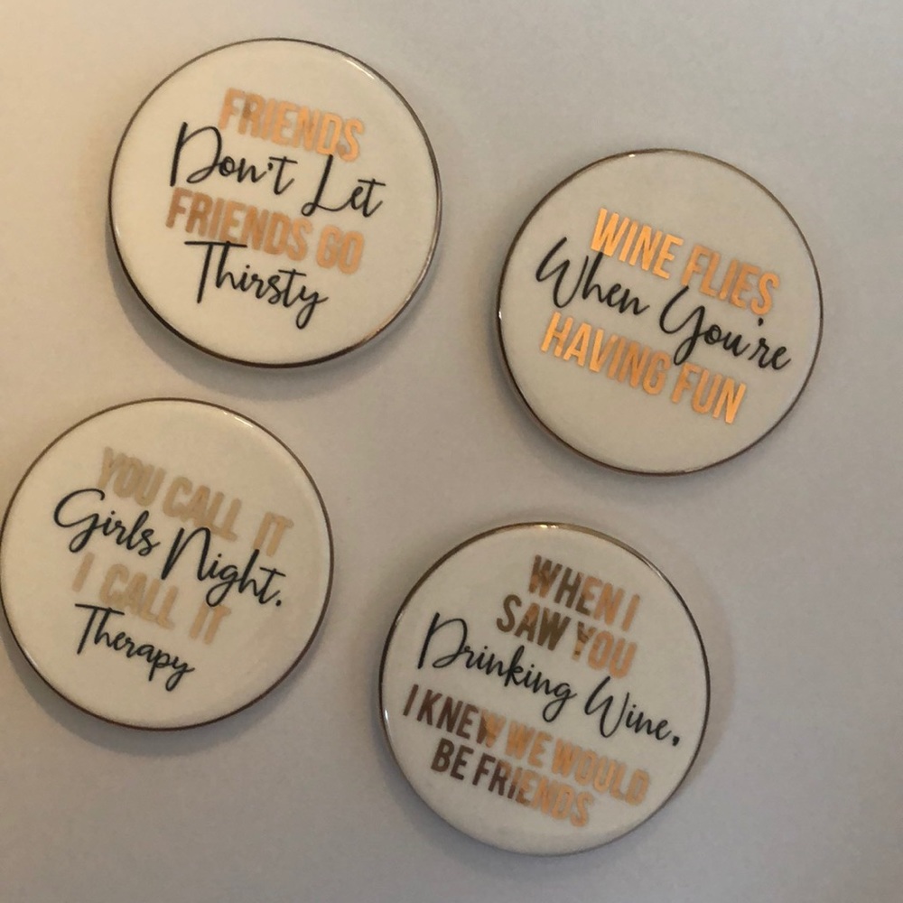 Four Ceramic Wine Coasters